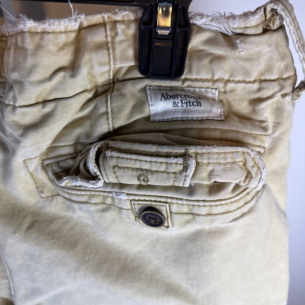 Vtg Abercrombie & Fitch Khaki Cargo Shorts Mens 32 Heavy Military Y2K Button Fly - Picture 7 of 7